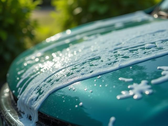 Gros plan sur un lavage auto écologique avec produits naturels
